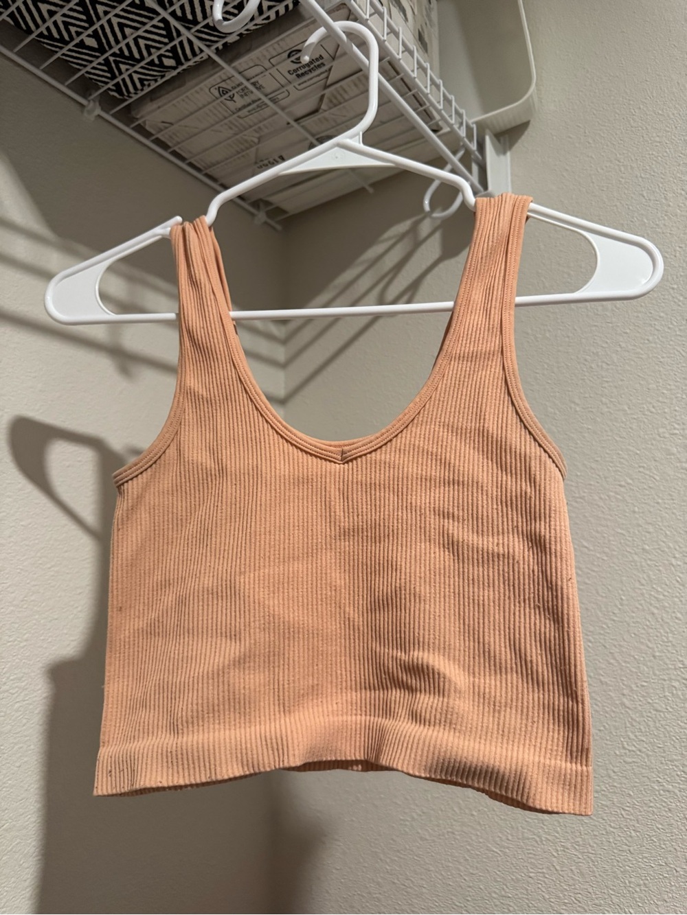 BKE Peach Ribbed Cropped Tank